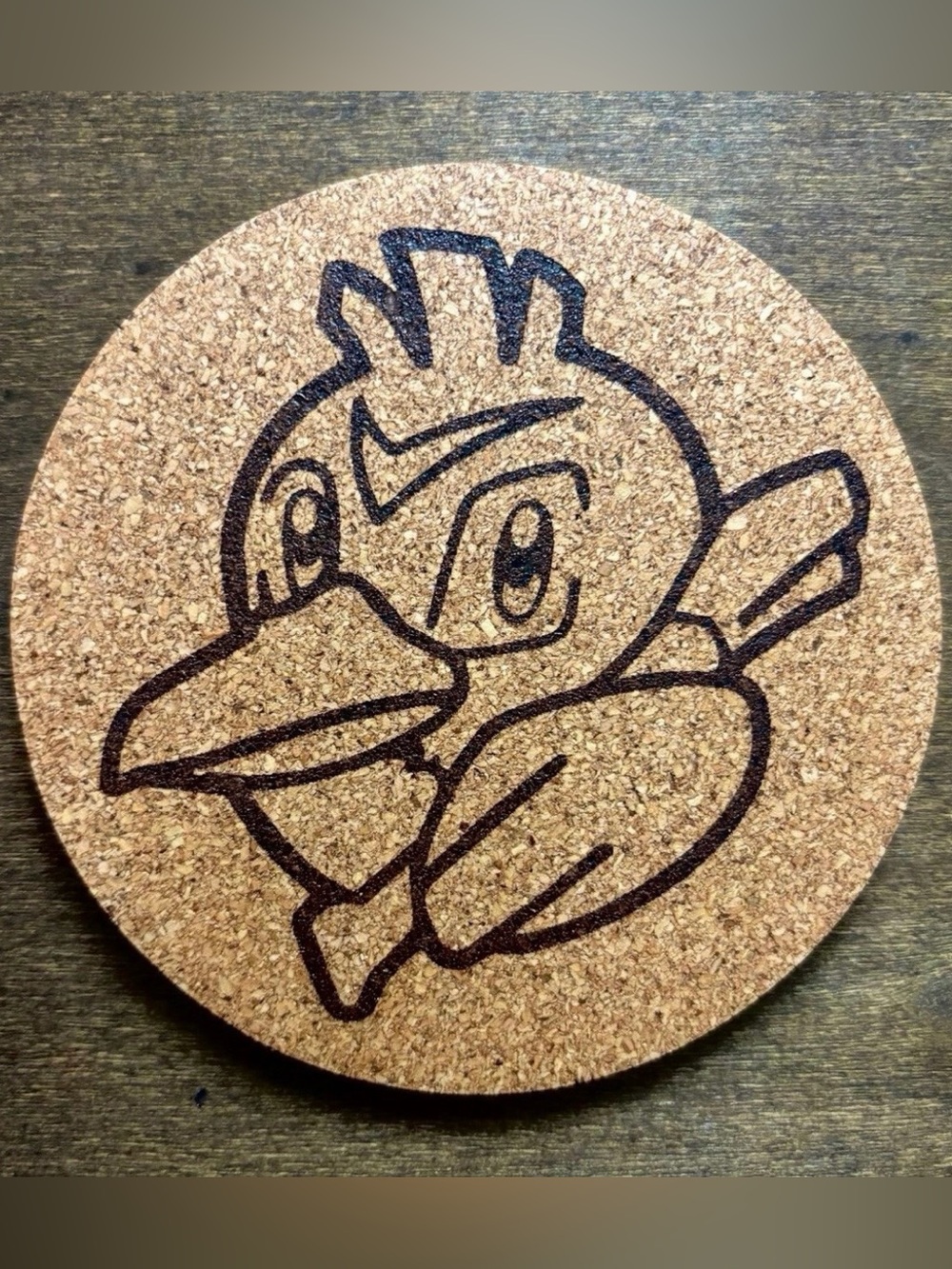 Pokemon Farfetch’d Face Laser Engraved Cork Coaster